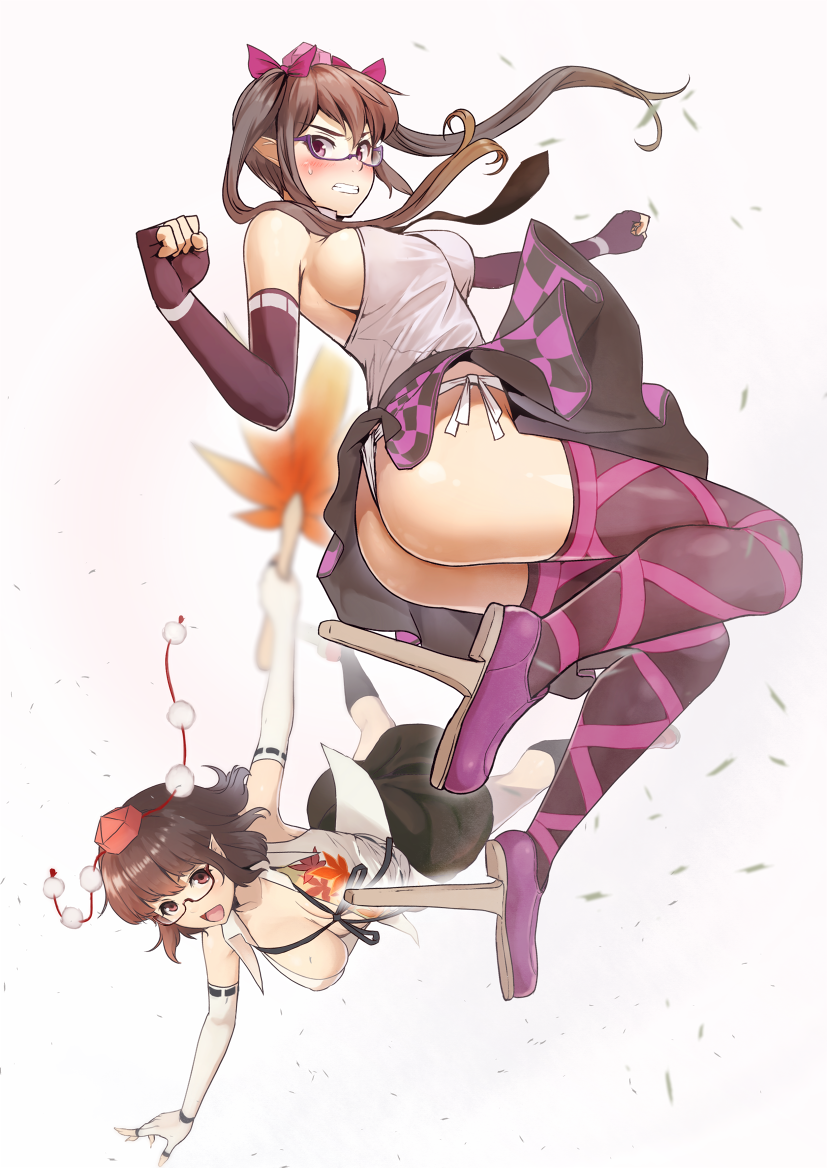 shameimaru aya and himekaidou hatate (touhou) drawn by tkln