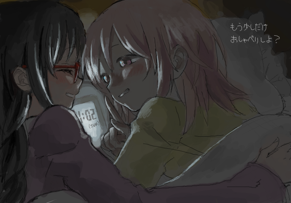 akemi homura and kaname madoka (mahou shoujo madoka magica) drawn by no+bi=