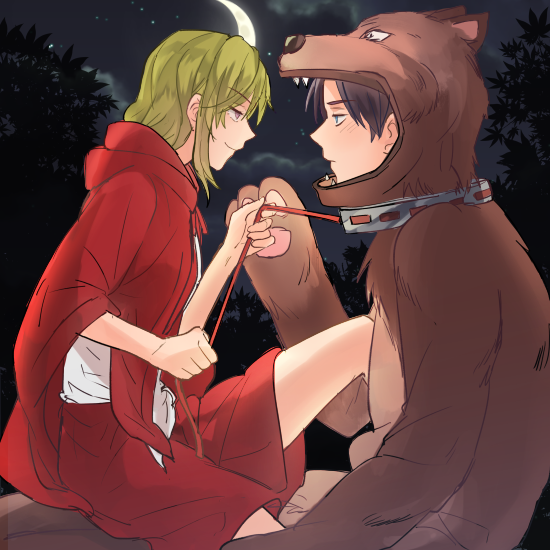 little red riding hood, seo yuzuki, and wakamatsu hirotaka (little red riding hood and 1 more) drawn by warable