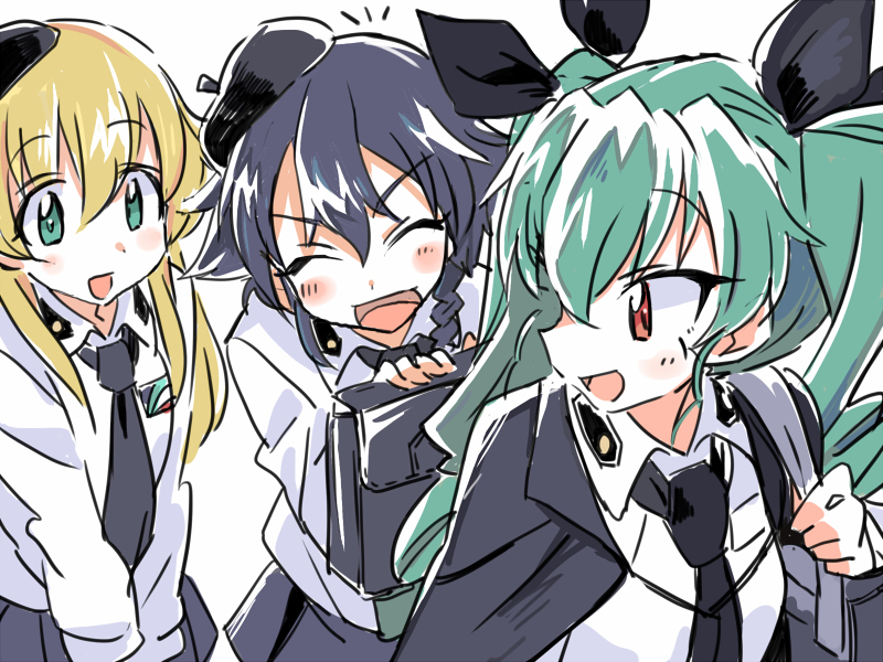 anchovy, pepperoni, and carpaccio (girls und panzer) drawn by hibimegane