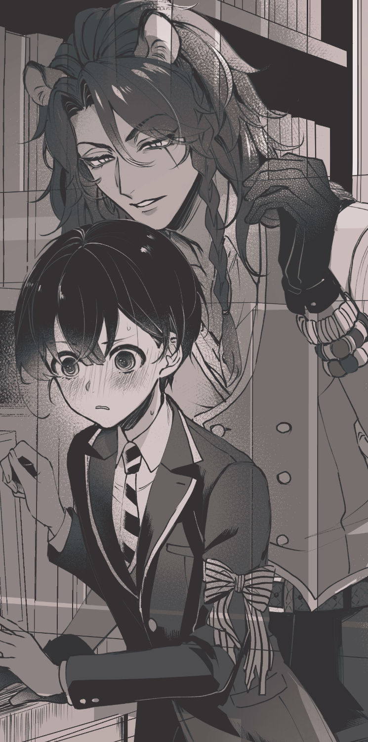 yuu and leona kingscholar (twisted wonderland) drawn by redrabbit44