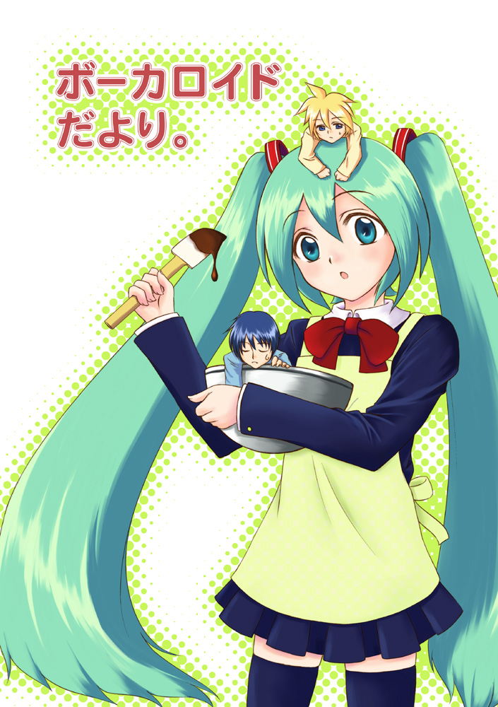 hatsune miku, kagamine len, and kaito (vocaloid) drawn by lakuhito