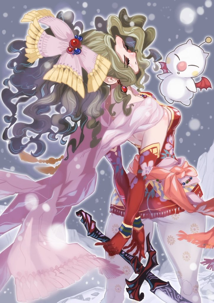 terra branford and moogle (final fantasy and 1 more) drawn by kuwango