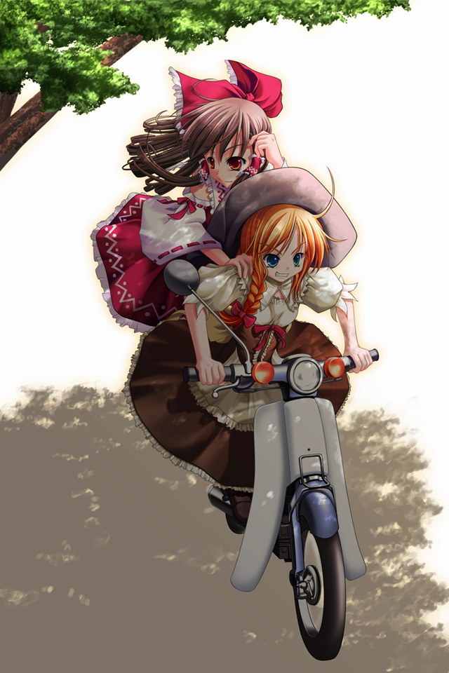 hakurei reimu and kirisame marisa (touhou) drawn by suematsu_jerry