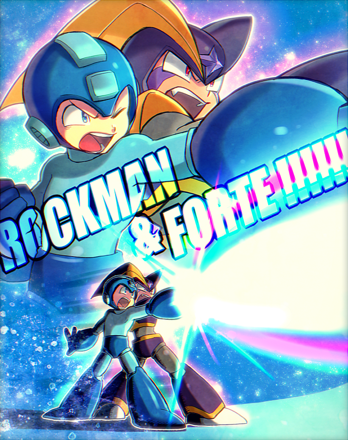 mega man and bass (mega man) drawn by poroi_(poro586)