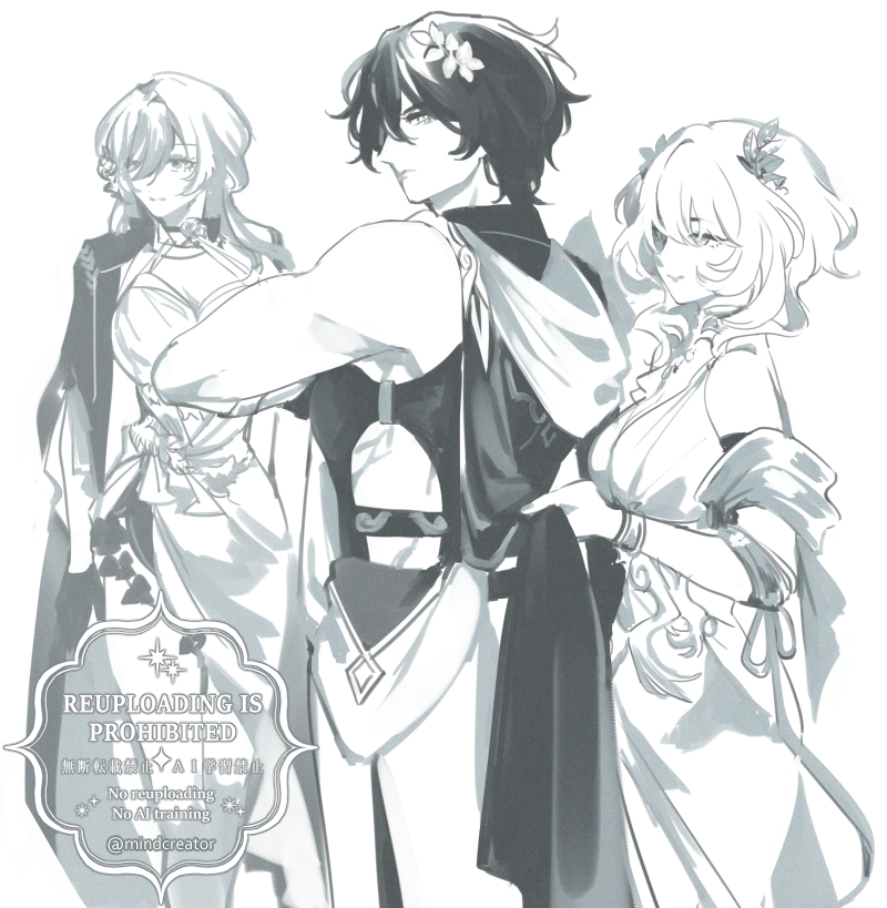 dr. ratio, himeko, and aglaea (honkai and 1 more) drawn by nair_(mindcreator)