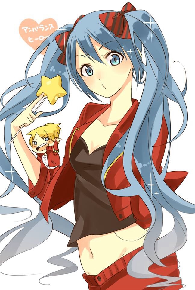 hatsune miku and kagamine len (vocaloid) drawn by kaato