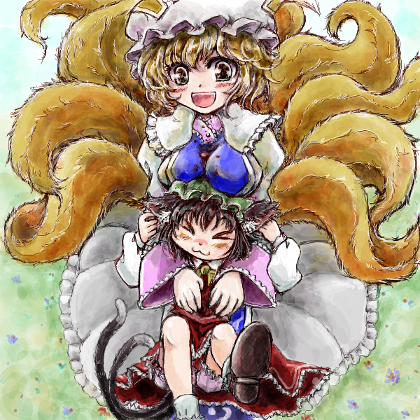 yakumo ran and chen (touhou) drawn by nanashii_(soregasisan)