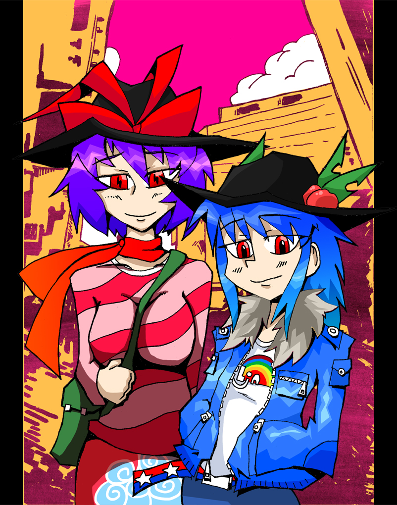 hinanawi tenshi and nagae iku (touhou and 1 more) drawn by setz