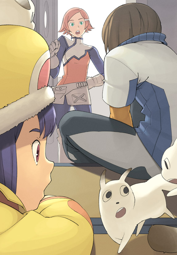 sara kodama, gainer sanga, and ana medaiyu (overman king gainer) drawn by go_robots