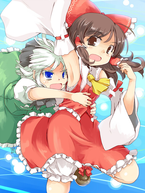 hakurei reimu and konpaku youmu (touhou) drawn by kanoe_soushi
