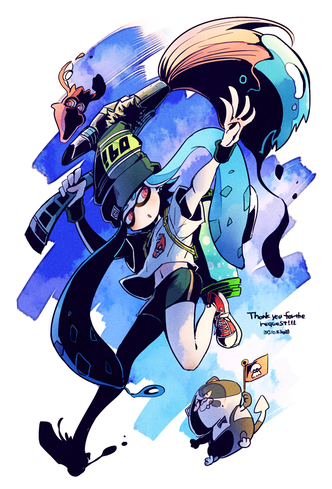inkling player character, inkling girl, and judd (splatoon and 1 more) drawn by keijou_(cave)