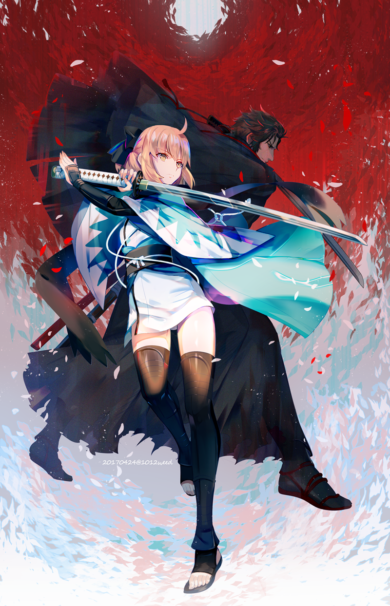 okita souji and hijikata toshizou (fate and 1 more) drawn by weed_(astarone)