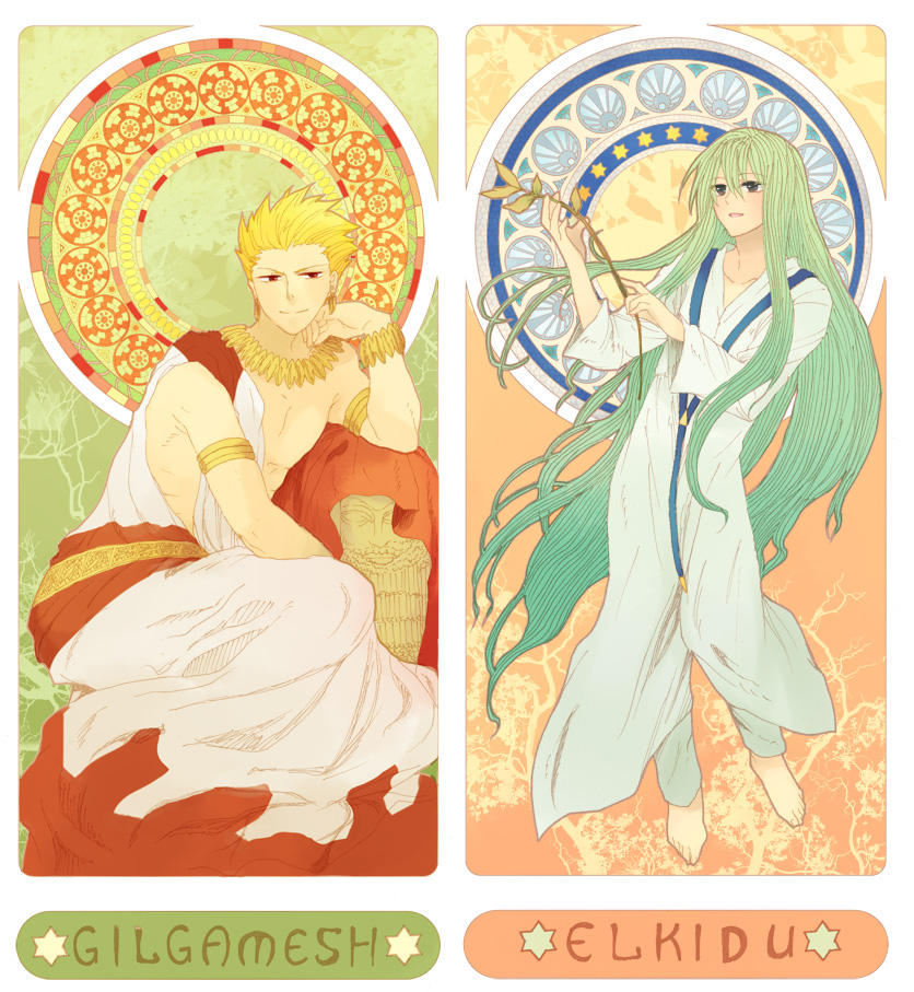 gilgamesh and enkidu (fate and 2 more) drawn by hoshiyume_yashiro