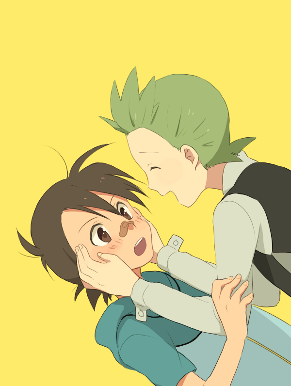 ash ketchum and cilan (pokemon and 1 more) drawn by ochappa