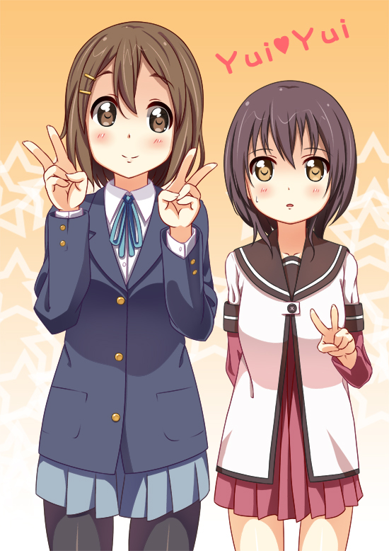hirasawa yui and funami yui (k-on! and 1 more) drawn by hino_minato_(spec.c)