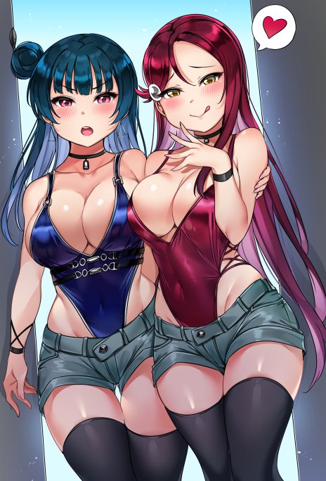 tsushima yoshiko and sakurauchi riko (love live! and 1 more) drawn by tem10