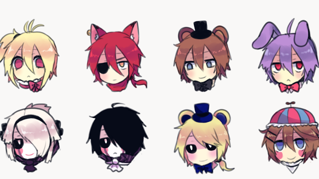 freddy fazbear, chica, foxy, bonnie, mangle, and 2 more (five nights at freddy's and 1 more) drawn by lulu-999