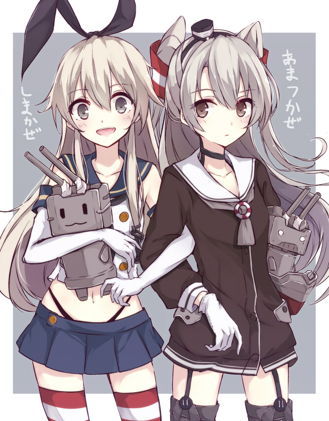 shimakaze, amatsukaze, rensouhou-chan, and rensouhou-kun (kantai collection) drawn by berukko