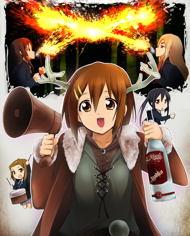akiyama mio, nakano azusa, hirasawa yui, tainaka ritsu, and kotobuki tsumugi (k-on! and 1 more) drawn by kaiga