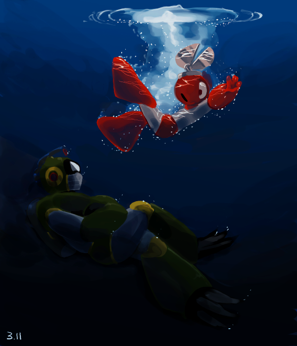 cut man and bubble man (mega man and 2 more) drawn by harvest88