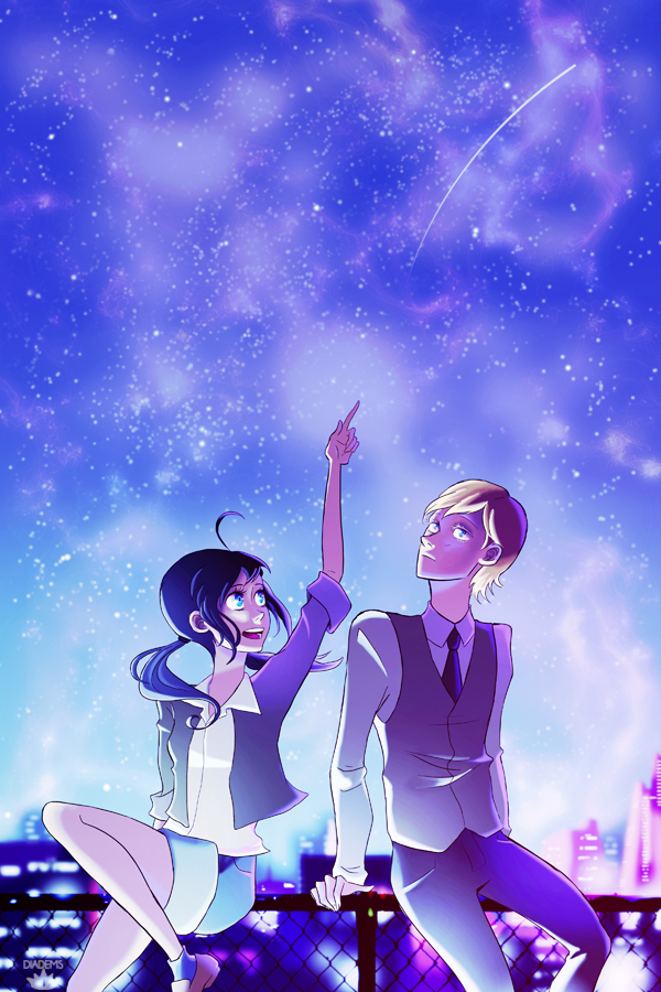marinette dupain-cheng and felix (miraculous ladybug) drawn by diadems
