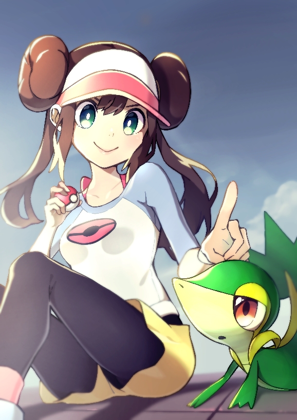 rosa and snivy (pokemon and 1 more) drawn by rindoriko