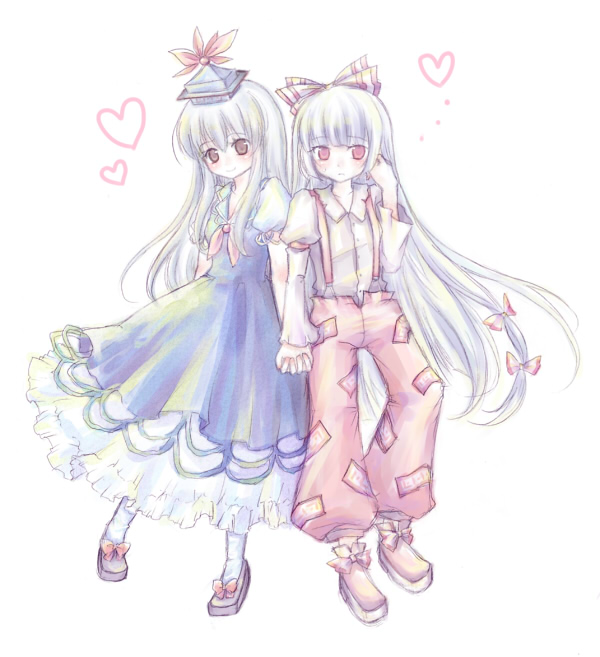 fujiwara no mokou and kamishirasawa keine (touhou) drawn by miyoshi