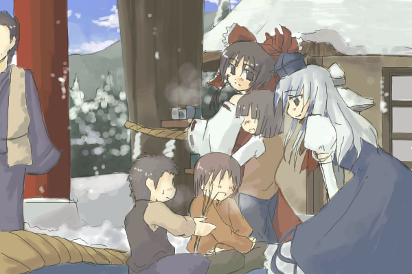 hakurei reimu and kamishirasawa keine (touhou) drawn by takuzui