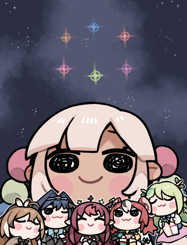 ouro kronii, nanashi mumei, hakos baelz, ceres fauna, irys, and 7 more (hololive and 1 more) drawn by clipe