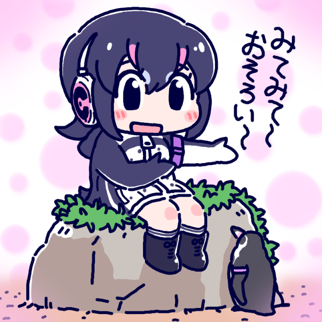 humboldt penguin and grape-kun (kemono friends) drawn by okapi_(goro_design)