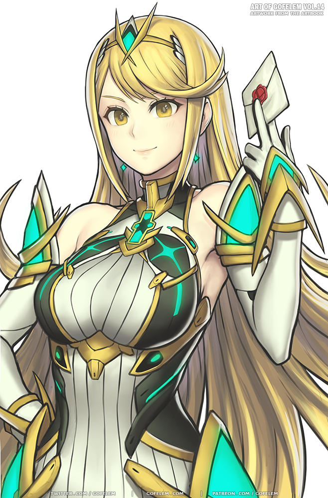 mythra (xenoblade chronicles and 2 more) drawn by gofelem