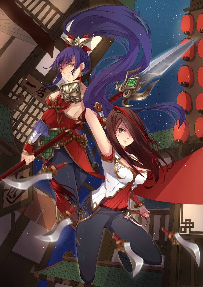 katarina, nidalee, warring kingdoms katarina, and warring kingdoms nidalee (league of legends) drawn by bi_ge_xing