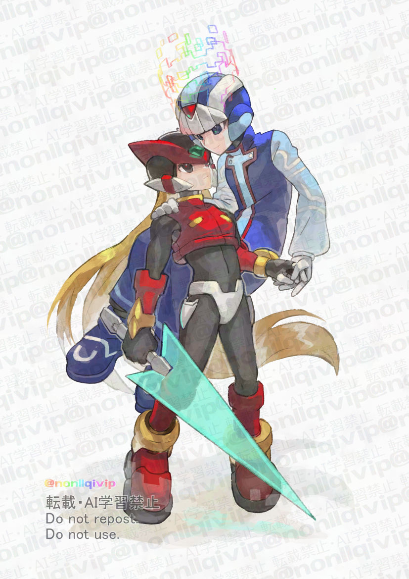 zero, x, zero(z), and cyber elf x (mega man and 1 more) drawn by yamanashi_taiki