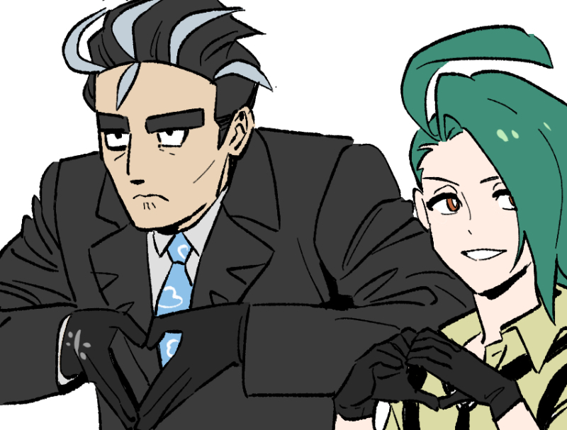 rika and larry (pokemon and 1 more) drawn by dede_(qwea_00000)