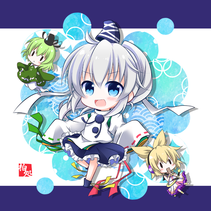 toyosatomimi no miko, mononobe no futo, and soga no tojiko (touhou) drawn by kashiwadokoro