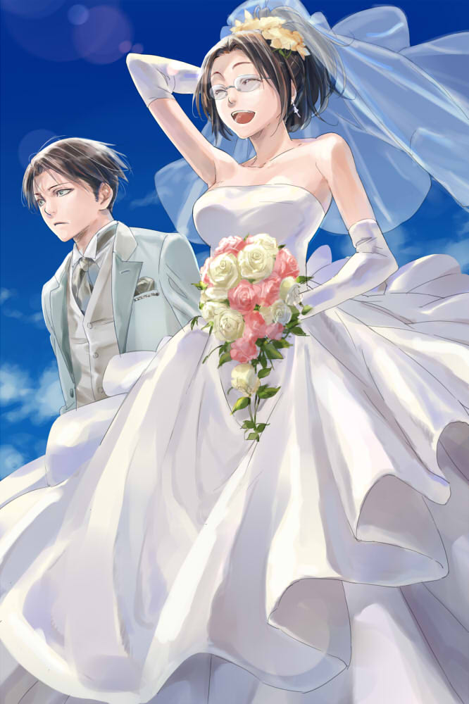 levi and hange zoe (shingeki no kyojin) drawn by rinda