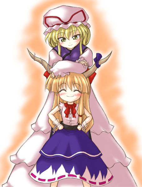 yakumo yukari and ibuki suika (touhou) drawn by bococho