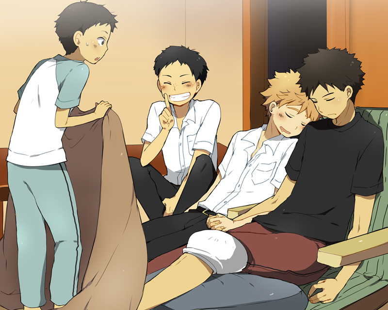 mihashi ren, abe takaya, tajima yuuichirou, and akaeguchi yuuto (ookiku furikabutte) drawn by kl_(dgzonbi)