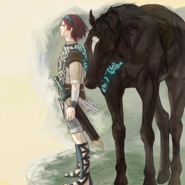 wander and agro (shadow of the colossus) drawn by youken.