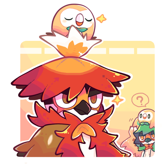 rowlet, decidueye, and hisuian decidueye (pokemon) drawn by kakei_(shark5)