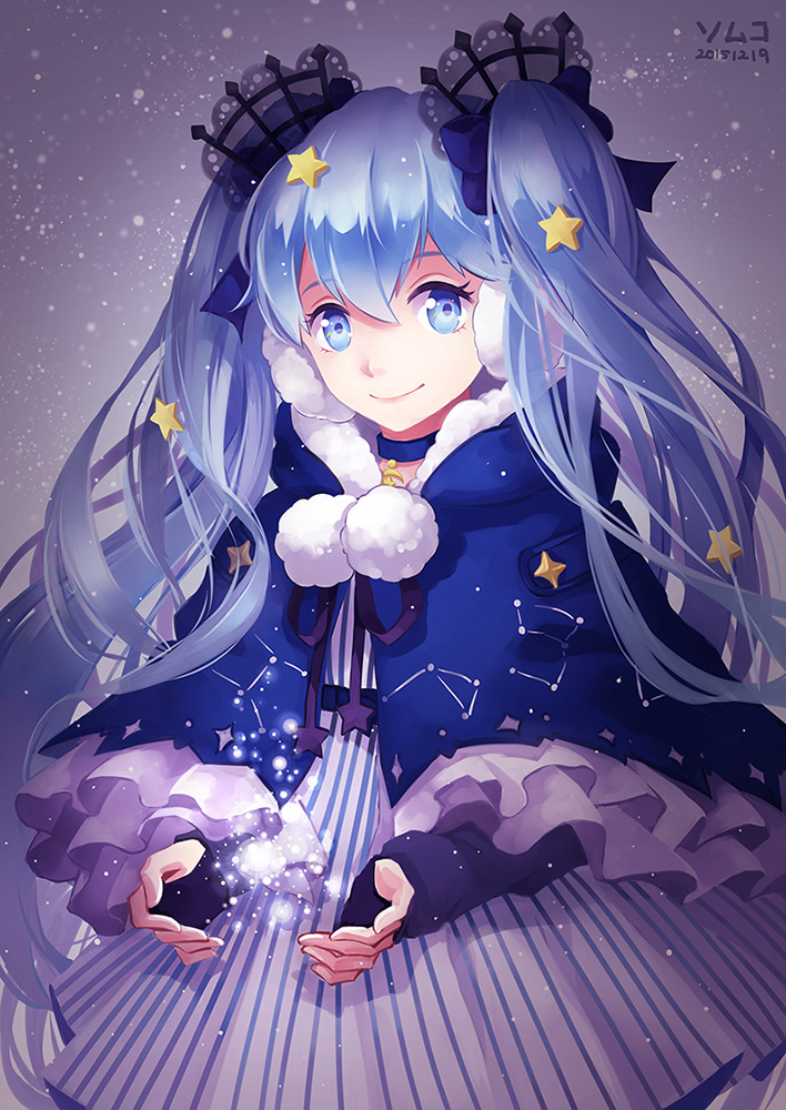 hatsune miku and fuyu no yoru miku (vocaloid) drawn by mimiz