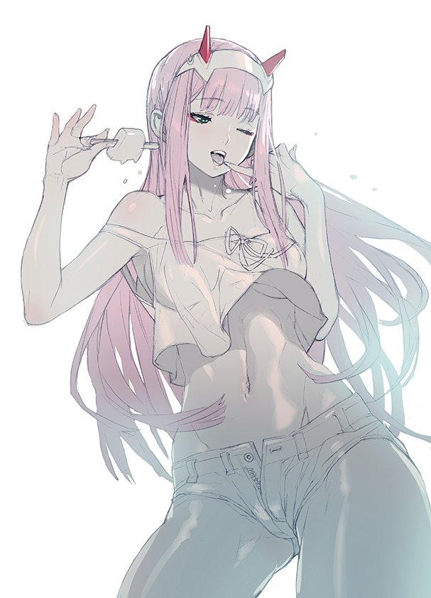 zero two (darling in the franxx) drawn by maeshima_shigeki