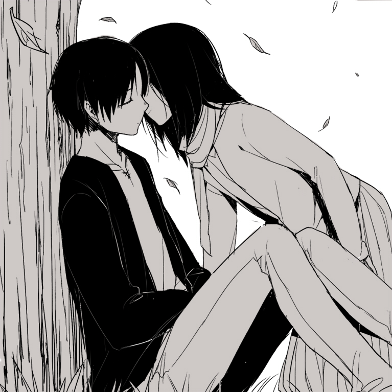 mikasa ackerman and eren yeager (shingeki no kyojin) drawn by doudoude_dou
