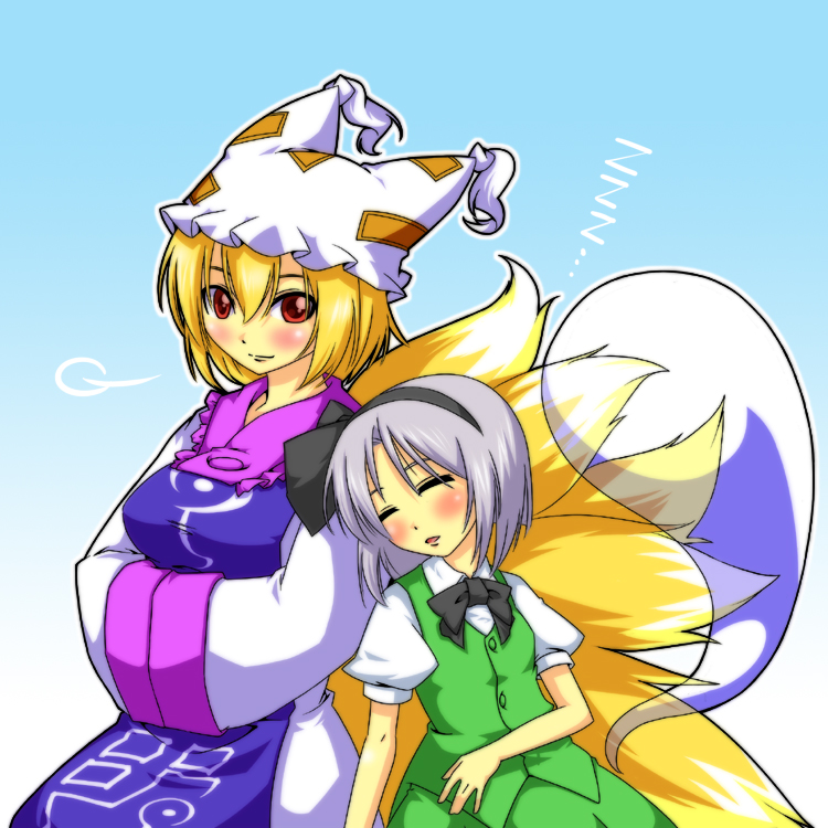 konpaku youmu and yakumo ran (touhou) drawn by ekus_(xo_ekus)