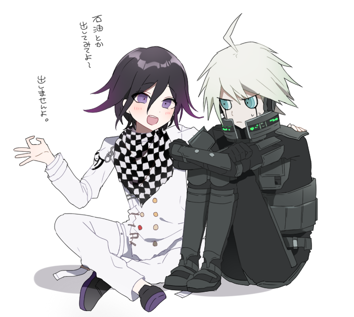 oma kokichi and k1-b0 (danganronpa and 1 more) drawn by manio