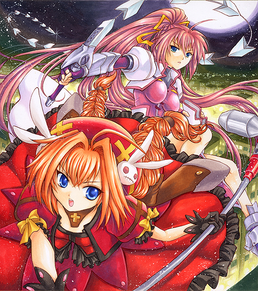 vita, signum, graf eisen, and laevatein (lyrical nanoha and 2 more) drawn by pemoko