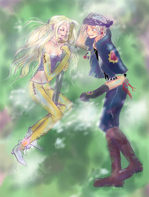 celes chere and locke cole (final fantasy and 1 more) drawn by allegory
