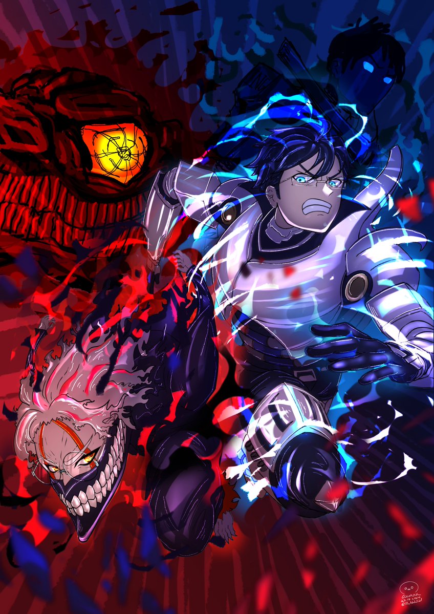 takakura ken, turbo granny, and iida tenya (boku no hero academia and 1 more) drawn by lllokkk1128