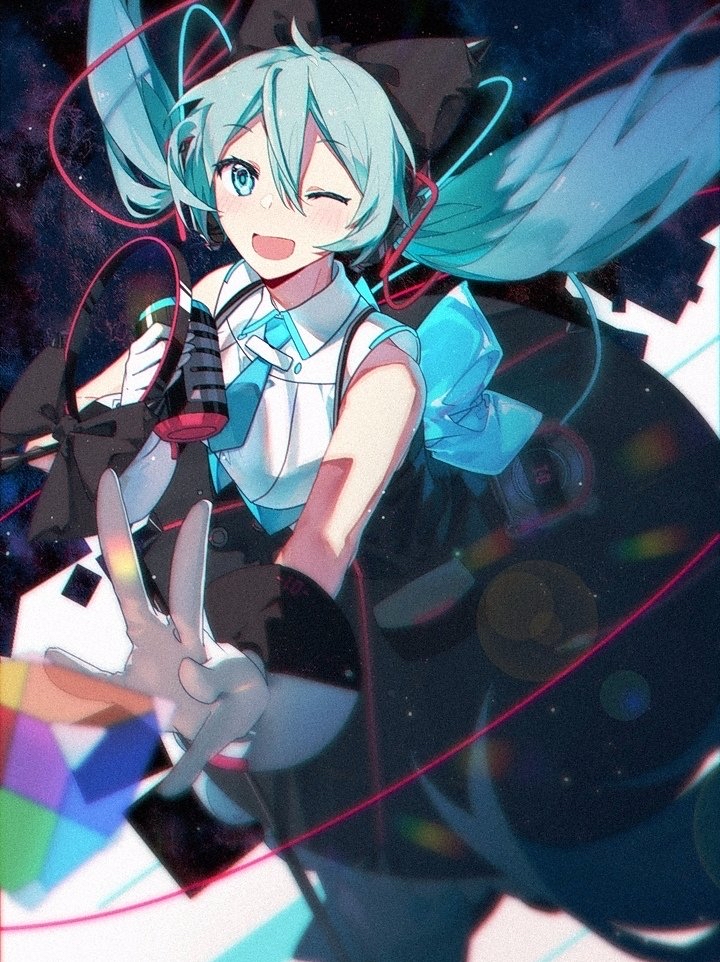 hatsune miku and magical mirai miku (vocaloid and 1 more) drawn by hhhhhoi